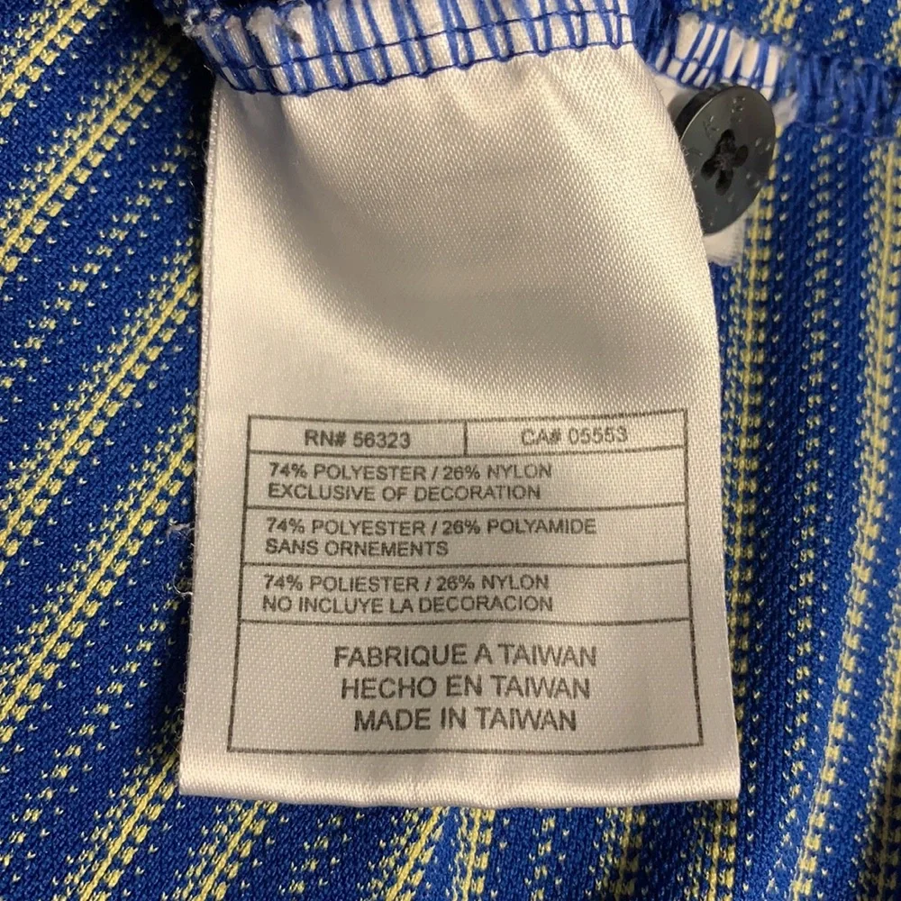 Nike Golf Fit Dry Short Sleeve Blue Yellow Horizontal Striped Polo Shirt Size XL